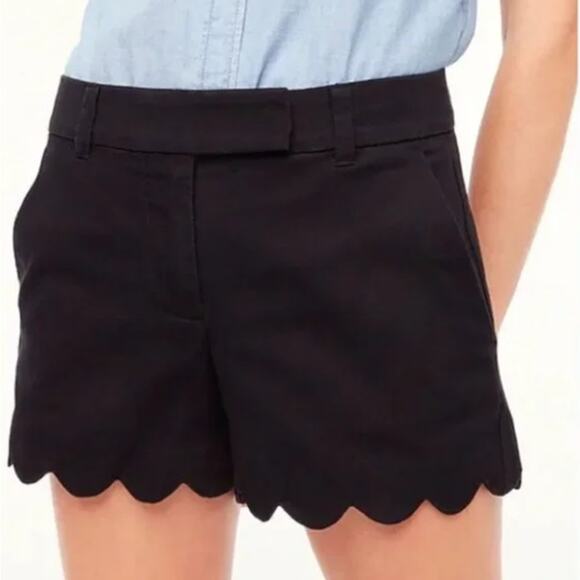 J. CREW NWT Black Scalloped Linen Blend Shorts // 8 - Picture 2 of 7